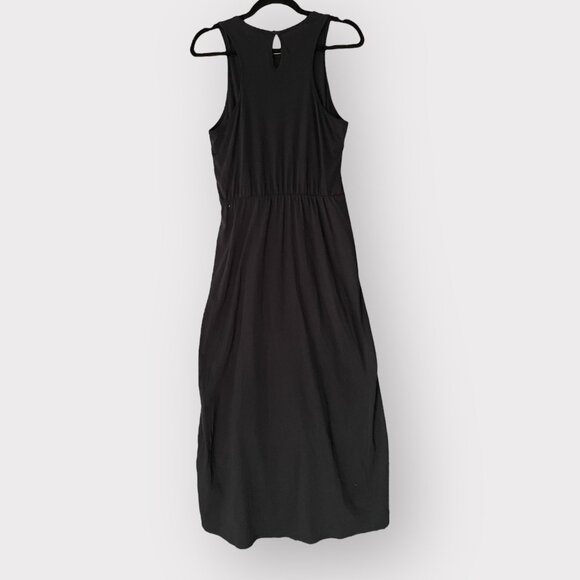 Joie Size M Black Seamour 100% Pima Cotton Sleeveless Twist Front Midi Dress - Picture 6 of 10